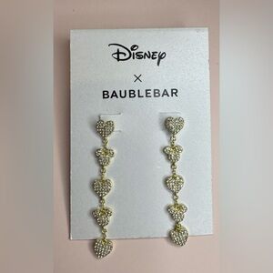 Disney X Baublebar Mickey Mouse Heart Gold Tone & Rhinestone Valentine Earrings
